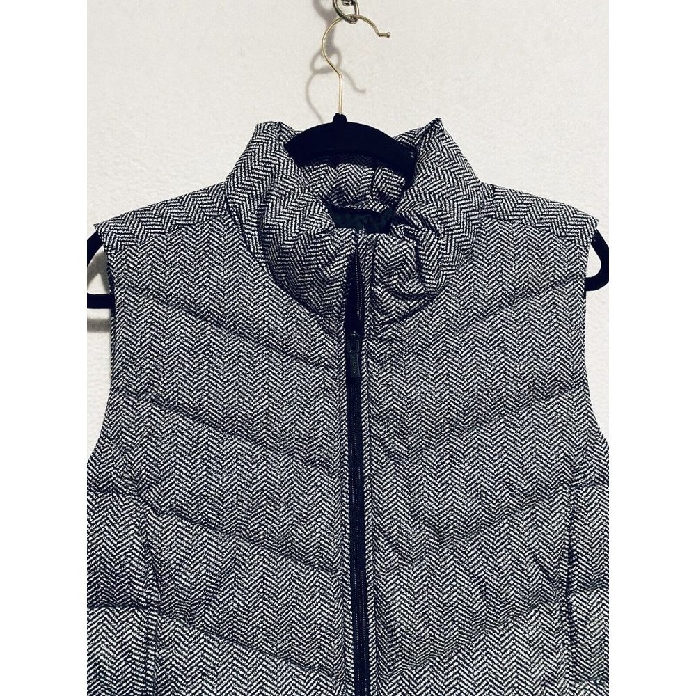 Lands End Vest Womens XL Herringbone Print 600 Fill Down Puffer Zip Up Outdoor - Picture 2 of 7